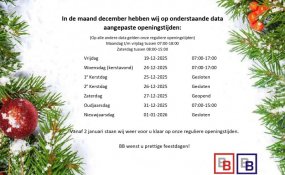 Aangepaste openingstijden december 2025